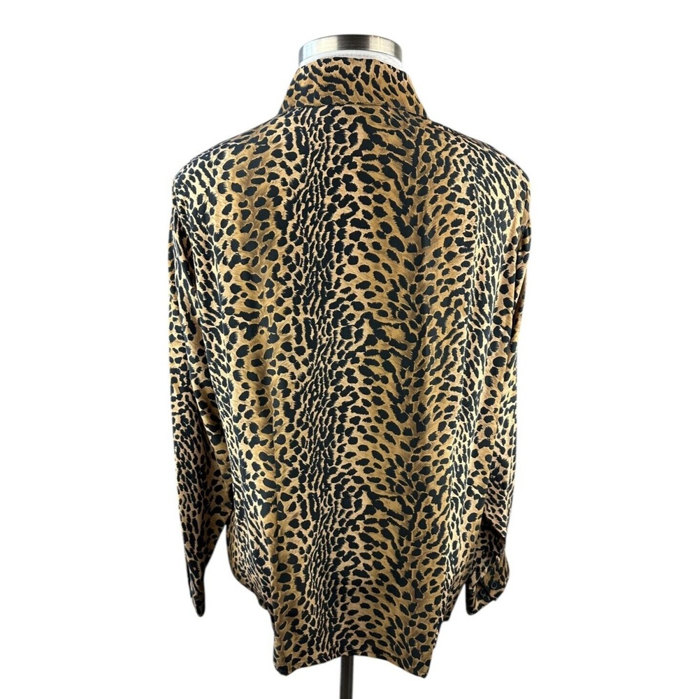 Vtg Silk Lore Beth Terrell Silk Cheetah Animal Print Button Blouse Plus Size 1X - Picture 10 of 11